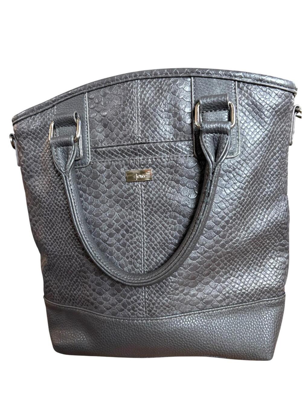 Jewell Gray Textured Faux Leather Tote Bag